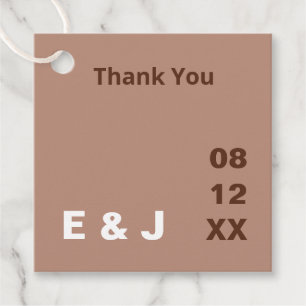 Étiquettes Cadeau Mocha Brown Moderne Mariage Favoriser Tags