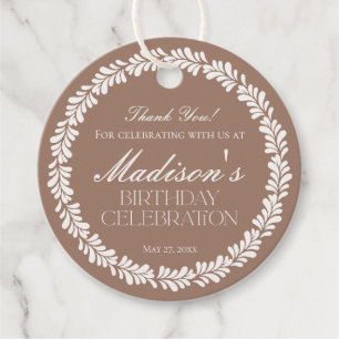 Étiquettes Cadeau MochaBrown Talavera Espagne Fiesta Birthday Circle