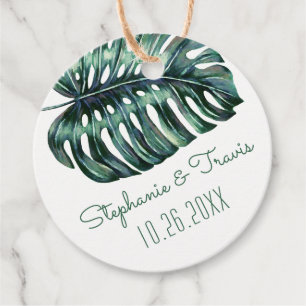 Étiquettes Cadeau Mod Tropical Verdure Feuille Monstera