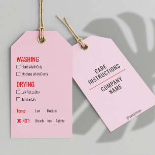 Étiquettes-cadeau Mode d'emploi des vêtements roses mode d'emploi Ha