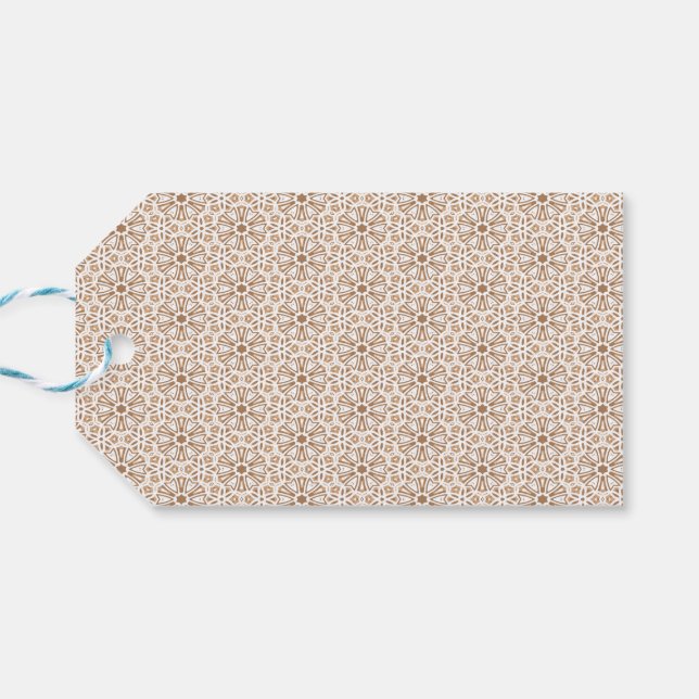 Étiquettes-cadeau Modèle floral Brown et blanc (Dos Horizontal)