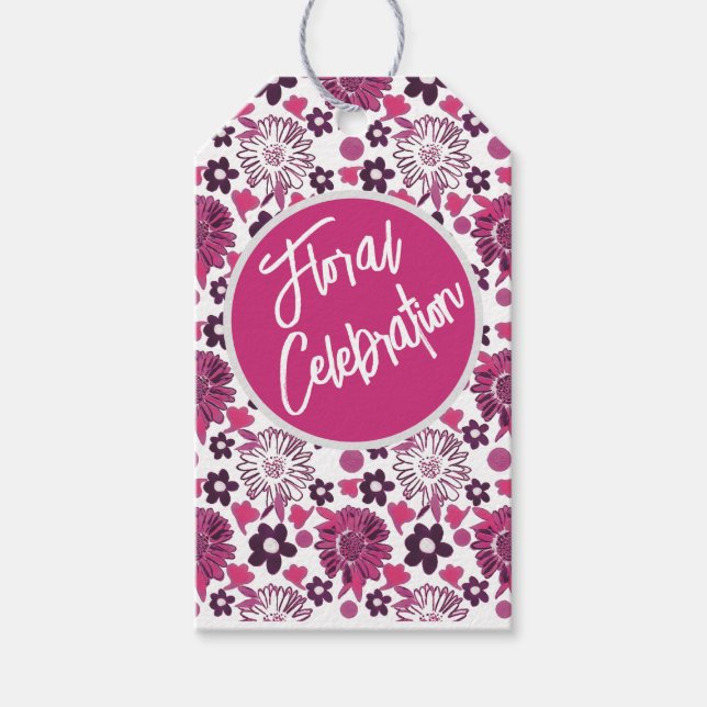 Étiquettes-cadeau Modèle floral élégant unique (Devant)