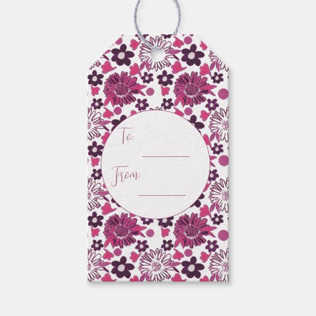 Étiquettes-cadeau Modèle floral élégant unique (Devant)