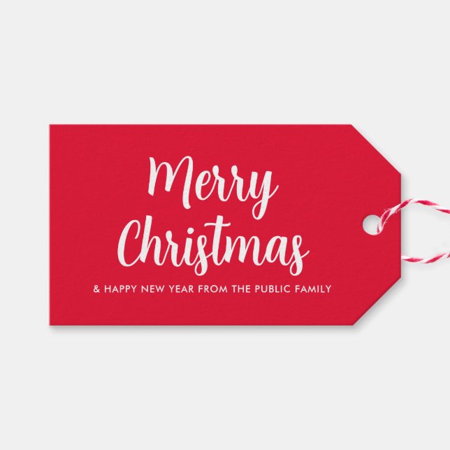 Étiquettes-cadeau Modèle personnalisé Joyeux Noël Vert Rouge Blanc (Devant (Horizontal))