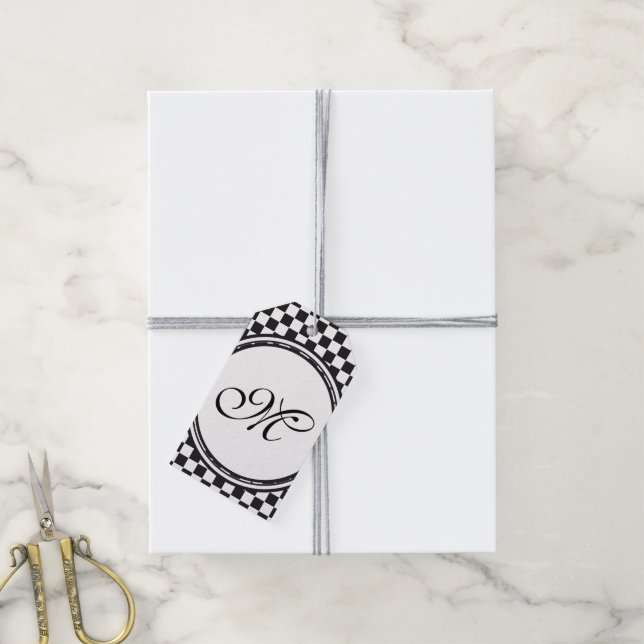 Étiquettes-cadeau Modèle - Personnalisez votre texte, monogramme & b (Avec de la ficelle)