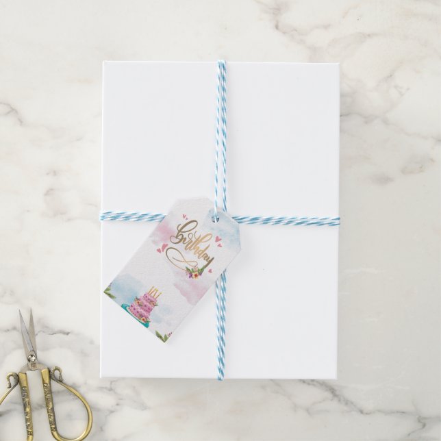 Étiquettes-cadeau Modern Birthday (Avec de laficelle)