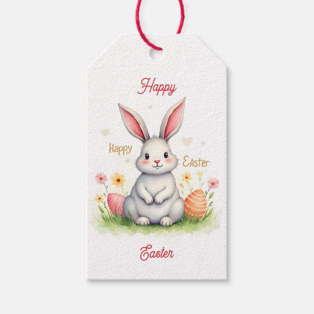 Étiquettes-cadeau Modern Cute Easter Bunny And Eggs Collection (Devant)
