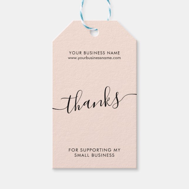 Étiquettes-cadeau Modern rose noir script entreprise merci (Devant)