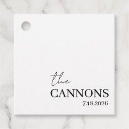 Étiquettes Cadeau Modern Script Wedding Personalized Name Date