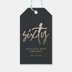 Étiquettes-cadeau Moderne 60e anniversaire simple élégant script élé