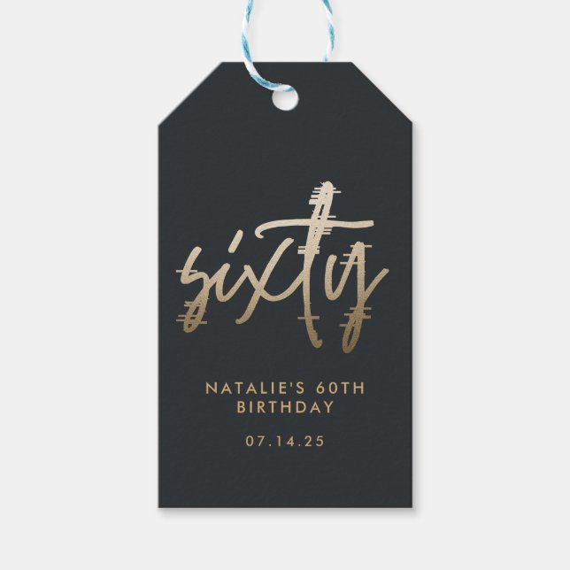 Étiquettes-cadeau Moderne 60e anniversaire simple élégant script élé (Devant)