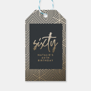 Étiquettes-cadeau Moderne 60e anniversaire simple élégant script élé
