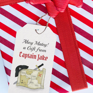 Étiquettes-cadeau Moderne Anniversaire mignon Pirate Carte Trésor Wh
