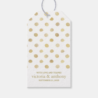 Étiquettes-cadeau Moderne Blanc & Or Pois mariage Faveur