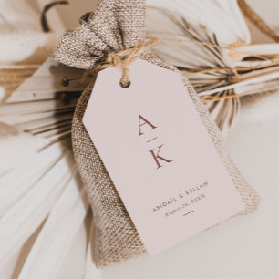 Étiquettes-cadeau Moderne Blush Brown Monogramme Earth Tone Mariage