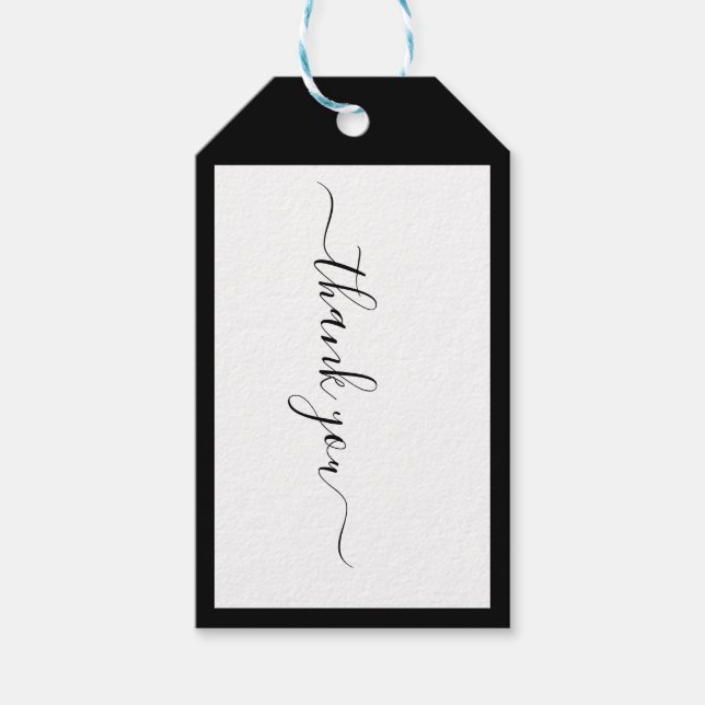 Étiquettes-cadeau Moderne Calligraphie Designer B&W Merci social (Devant)