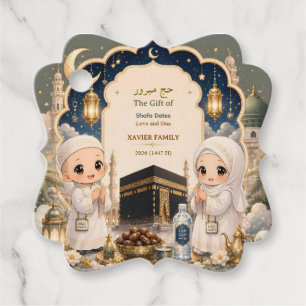 Étiquettes Cadeau Moderne Chibi Hajj Mabroor Personnalisé