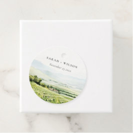 Étiquettes Cadeau Moderne Chic Aquarelle Vignoble Paysage Mariage