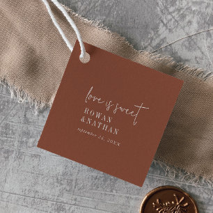 Étiquettes Cadeau Moderne Chic Terracotta Rust Love is Sweet Mariage