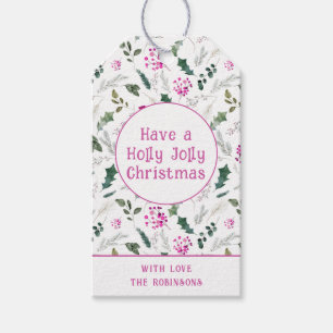 Étiquettes-cadeau Moderne Cute Holly Christmas