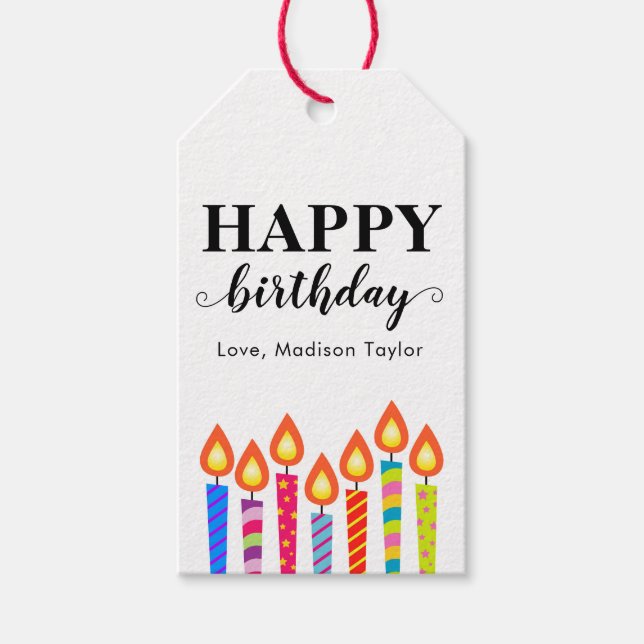 Étiquettes-cadeau Moderne Cute Joyeux Anniversaire Nom de salutation (Devant)