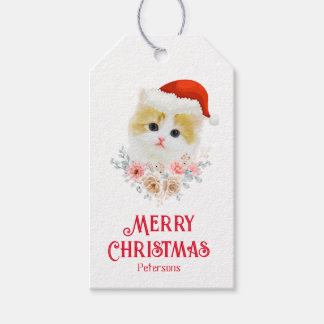 Étiquettes-cadeau Moderne Cute Simple Kitten de Noël