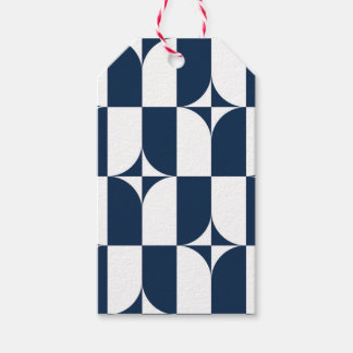 Étiquettes-cadeau Moderne du milieu du siècle bleu et blanc