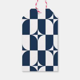 Étiquettes-cadeau Moderne du milieu du siècle bleu et blanc