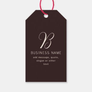 Étiquettes-cadeau Moderne Élégant Nom commercial Monogramme Brun f