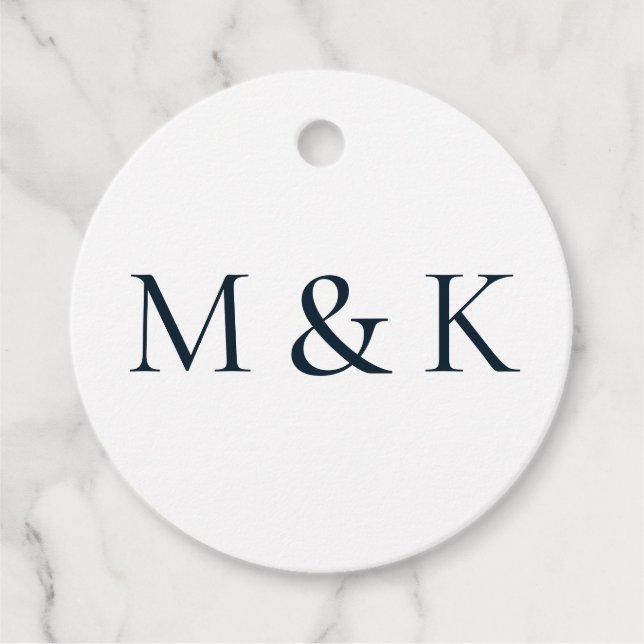 Étiquettes Cadeau Moderne Élégant Simple Initiales Mariage Fiançaill (Devant)