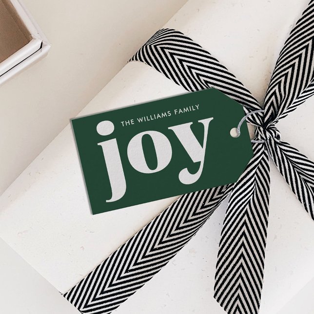 Étiquettes-cadeau Moderne et élégant Green Christmas Joy (Créateur téléchargé)