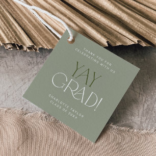 Étiquettes Cadeau Moderne Fete Green Yay Grad Merci Grad Graduation