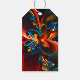 Étiquettes-cadeau Moderne Floral Abstrait Art Orange Bleu Motif #14