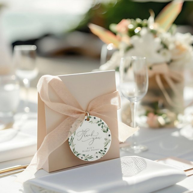Étiquettes Cadeau Moderne Floral Dusty Green Eucalyptus Mariage (Modern Floral Dusty Green Eucalyptus Wedding Favor Tags)