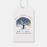 Moderne Gras Willow Tree Marine Blue Gold Mariage