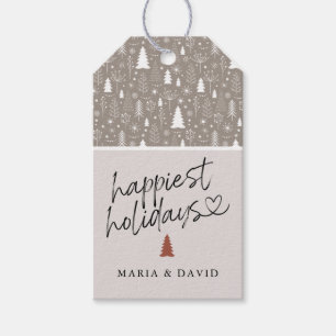 Étiquettes-cadeau Moderne Happest Holidays Calligraphie Personnalisé