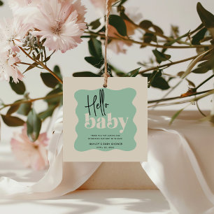 Étiquettes Cadeau Moderne Hello Baby Mint Green & Cream Baby shower