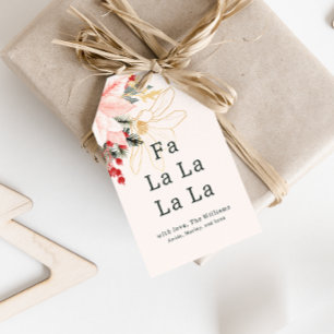Étiquettes-cadeau Moderne Hiver Floral Fa La La La La Famille