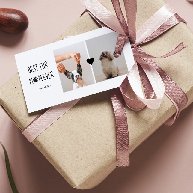 Étiquettes-cadeau Moderne Meilleur Fur Maman | Photo de chien (Créateur téléchargé)