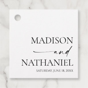 Étiquettes Cadeau Moderne minimaliste Élégant Mariage noir blanc