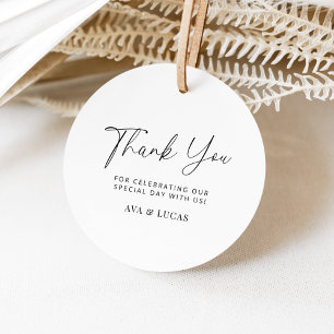 Étiquettes Cadeau Moderne minimaliste Merci Mariage rond