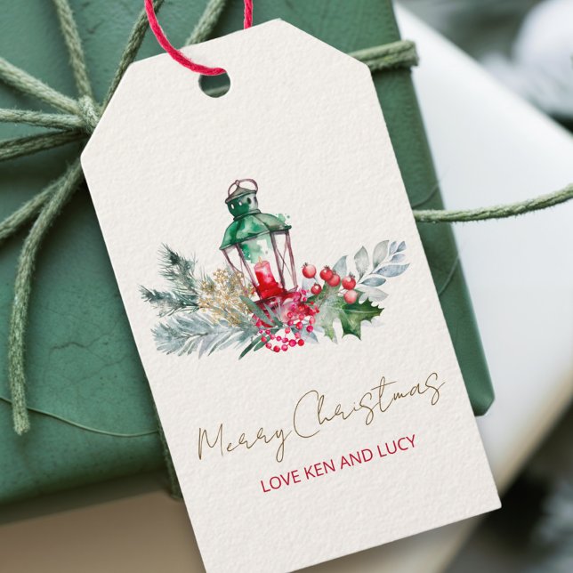 Étiquettes-cadeau Moderne Nom Aquarelle Script Joyeux Noël (Créateur téléchargé)
