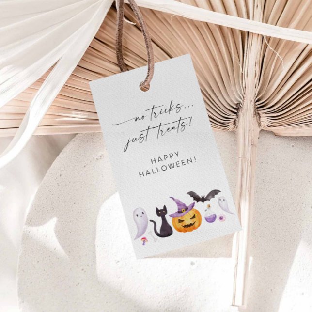 Étiquettes-cadeau Moderne Pas de trucs juste traiter Halloween (Créateur téléchargé)