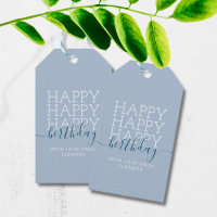 Moderne pastel blue Joyeux Anniversaire Tags cadea