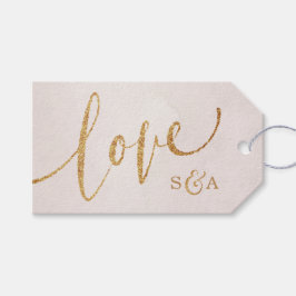 Étiquettes-cadeau Moderne rose gold Glitter-Blush mit Liebes-Monogra