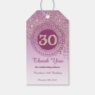 Étiquettes-cadeau Moderne Rose Gold Pailleté 30ème Anniversaire