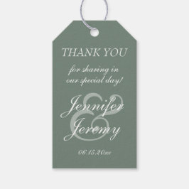 Étiquettes-cadeau Moderne Sage Green Élégant Mariage de script blanc