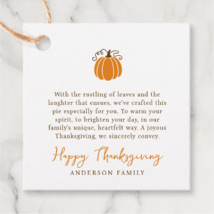 Étiquettes Cadeau Moderne Simple Citrouille d'automne Thanksgiving