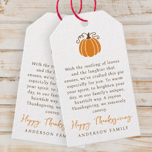 Étiquettes-cadeau Moderne Simple Citrouille d'automne Thanksgiving