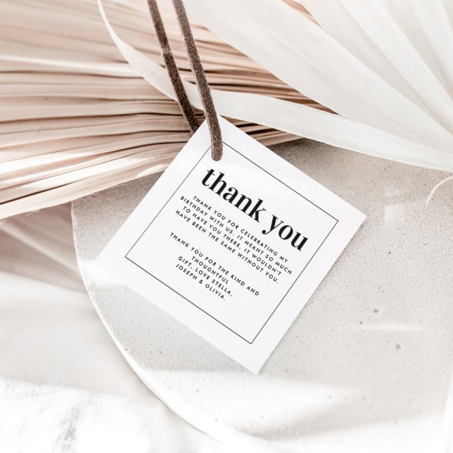 Étiquettes Cadeau Moderne simple typographie anniversaire merci (Créateur téléchargé)
